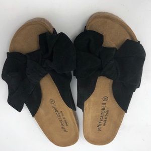 Jeffery Campbell black bow slides 36
